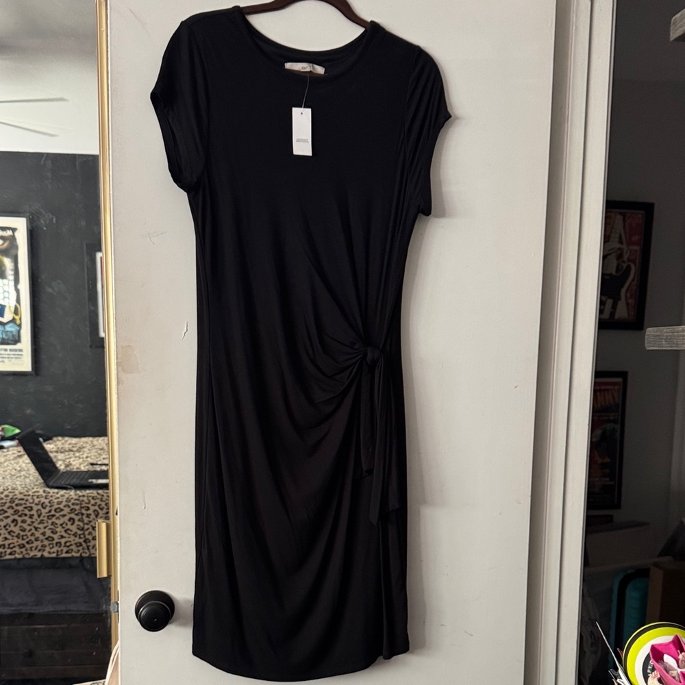 LOFT Black Midi Dress
